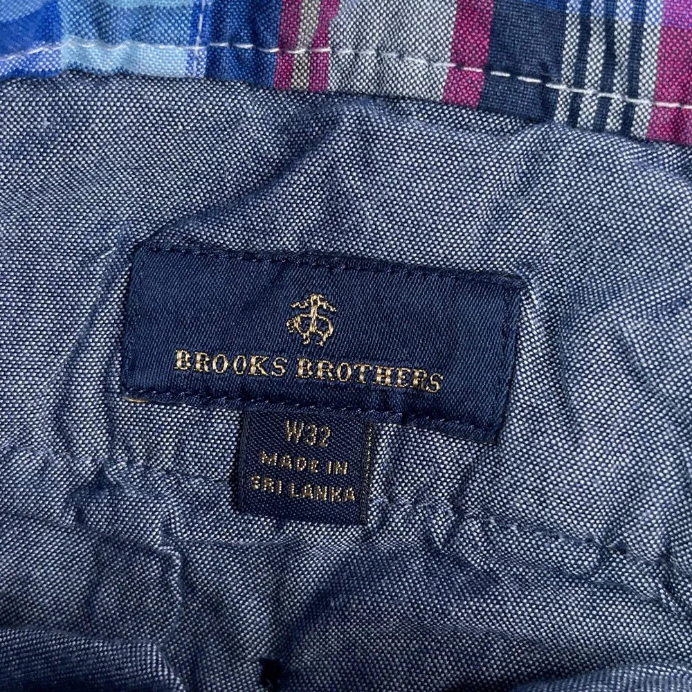 Brooks Brothers Shorts Mens 32 Blue Patchwork Madras Plaid Preppy Summer Casual